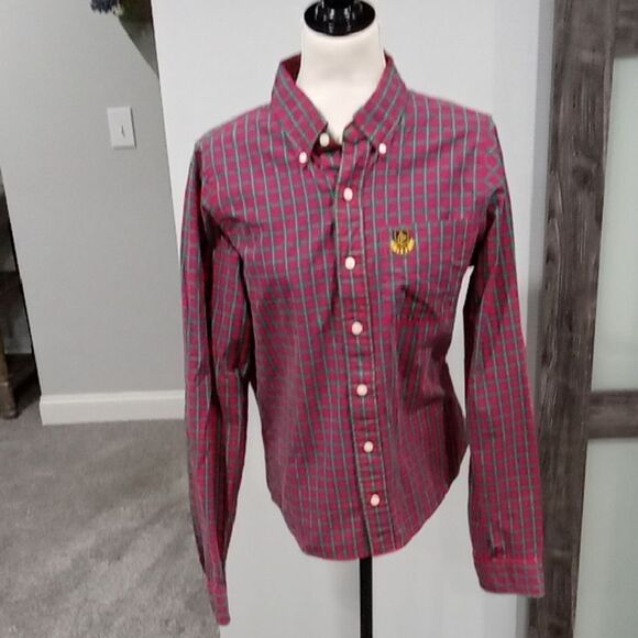 Abercrombie & Fitch Other - Aberceombie & Fitch Red blue & green plaid Casual 7 Button Down shirt size Large